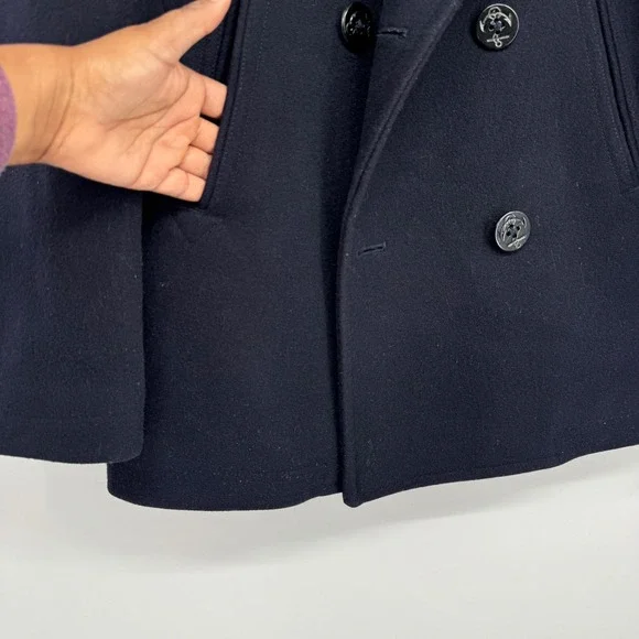 J.Crew Bayswater Peacoat Men S  Blue 100% Wool Stadium Double Breasted Preppy - Picture 5 of 12